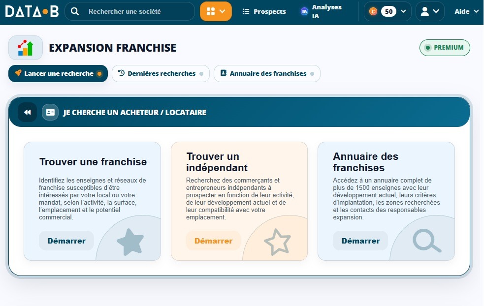 Application Expansion Franchise de Data-B pour analyser le marché de la franchise