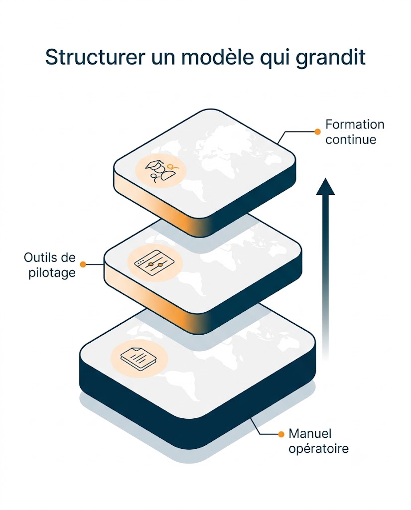 Les piliers pour structurer un modèle de franchise : manuel opératoire, outils de pilotage et formation