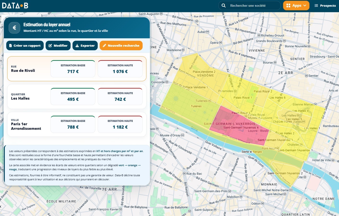 Rues commerçantes - app Valeur Locative - valeur-locative-rue-de-rivoli