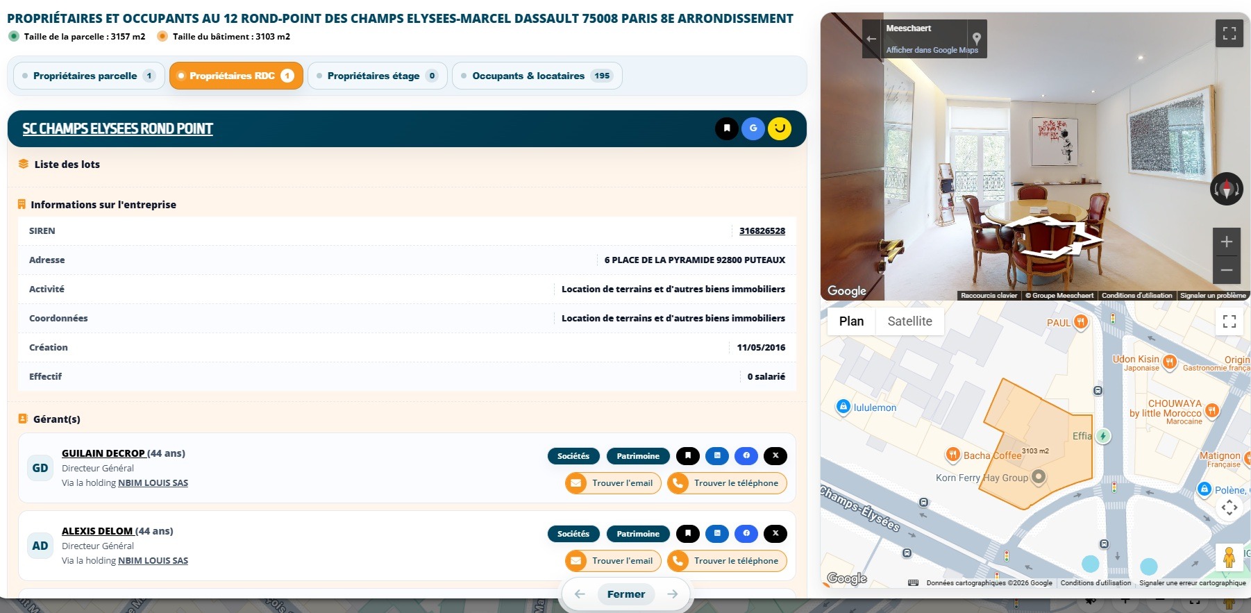 Data&nbsp;Foncier, fiche d'une parcelle avec propriétaire et coordonnées (fichier data-foncier-parcelle.jpg)