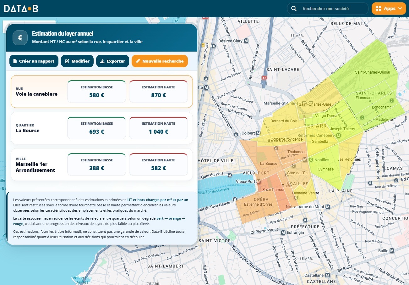 Module Valeur Locative de Data-B : loyer moyen d'un local commercial - valeur-locative-canebiere