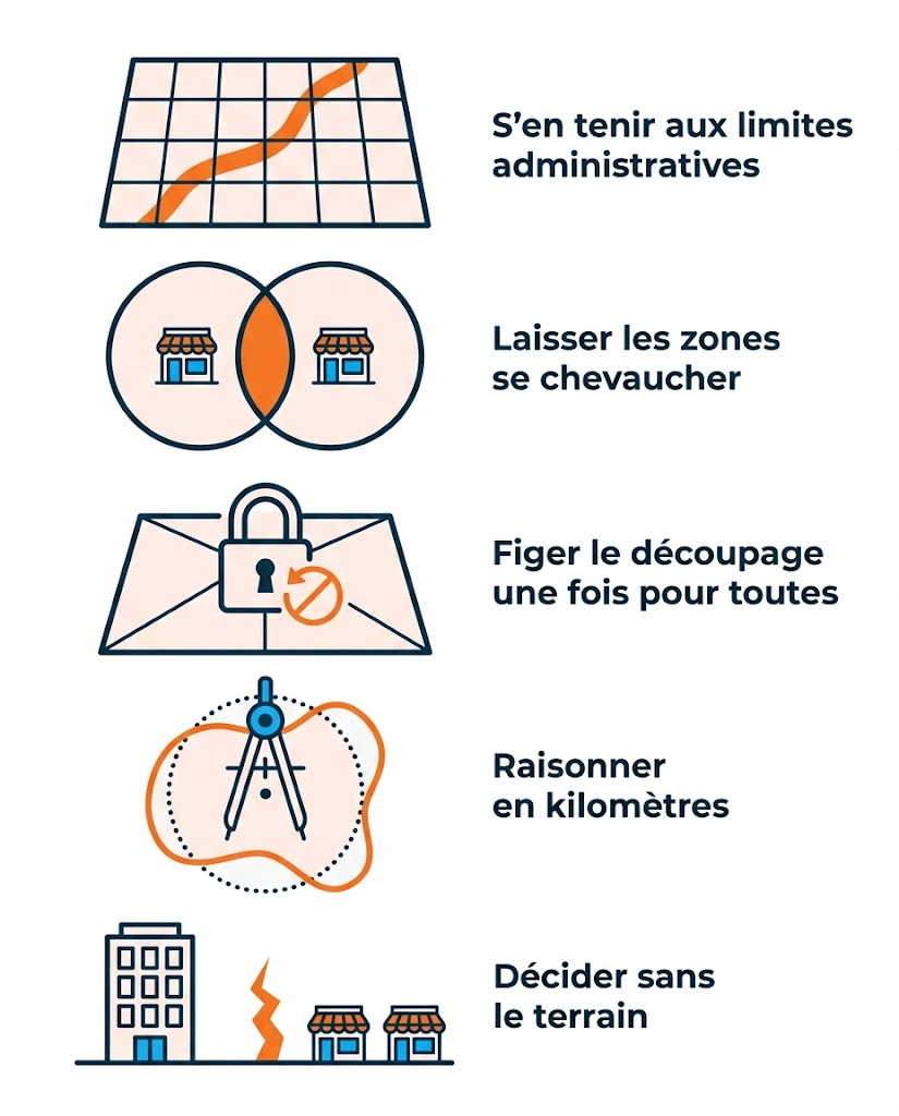 Les cinq erreurs les plus fréquentes quand on maille un territoire commercial