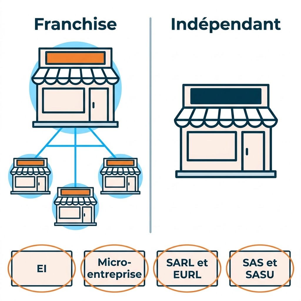 Ouvrir un commerce, comparatif franchise et commerce indépendant et formes juridiques courantes, ouvrir-un-commerce-franchise-ou-independant