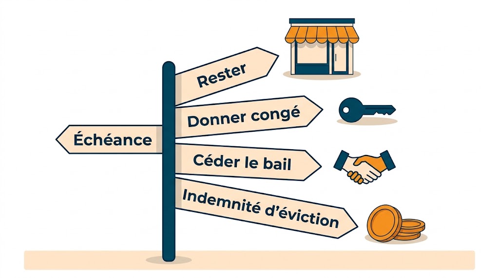 Les quatre issues d'une échéance de bail commercial 3 6 9, rester, donner congé, céder le bail ou se voir refuser le renouvellement