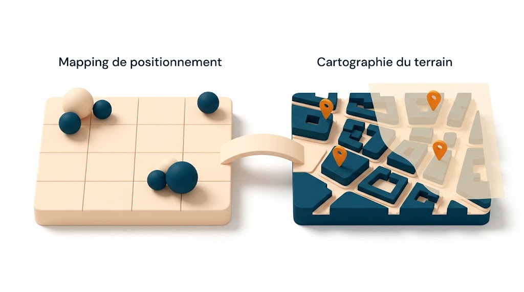 Du mapping de positionnement à la cartographie des concurrents à l'adresse, les deux lectures d'un marché